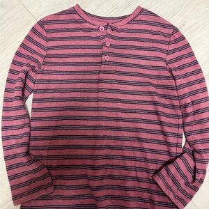 Market & Spruce Berry and Charcoal Striped Long Sleeve Tee